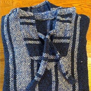 Blue and White Striped Baja Hoodie Size M